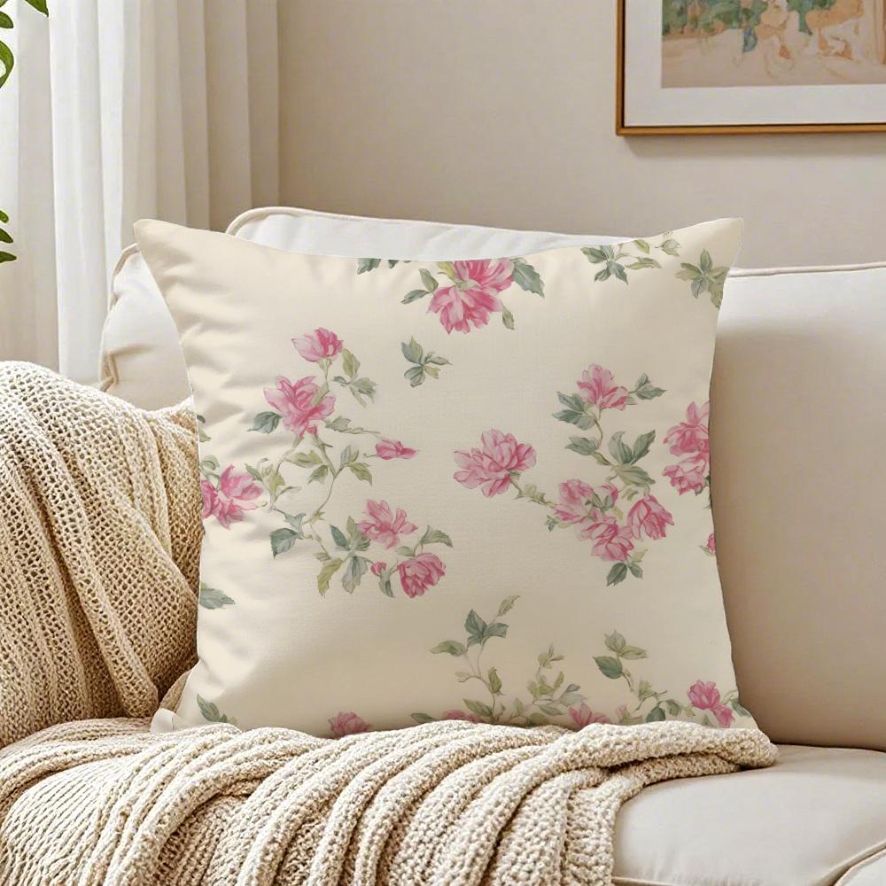 Frische Blumen und frische Kissenbezüge im Familienstil, Staubmilben-abweisend, Wohnzimmer Sofa Dekor Kissen Zimmer