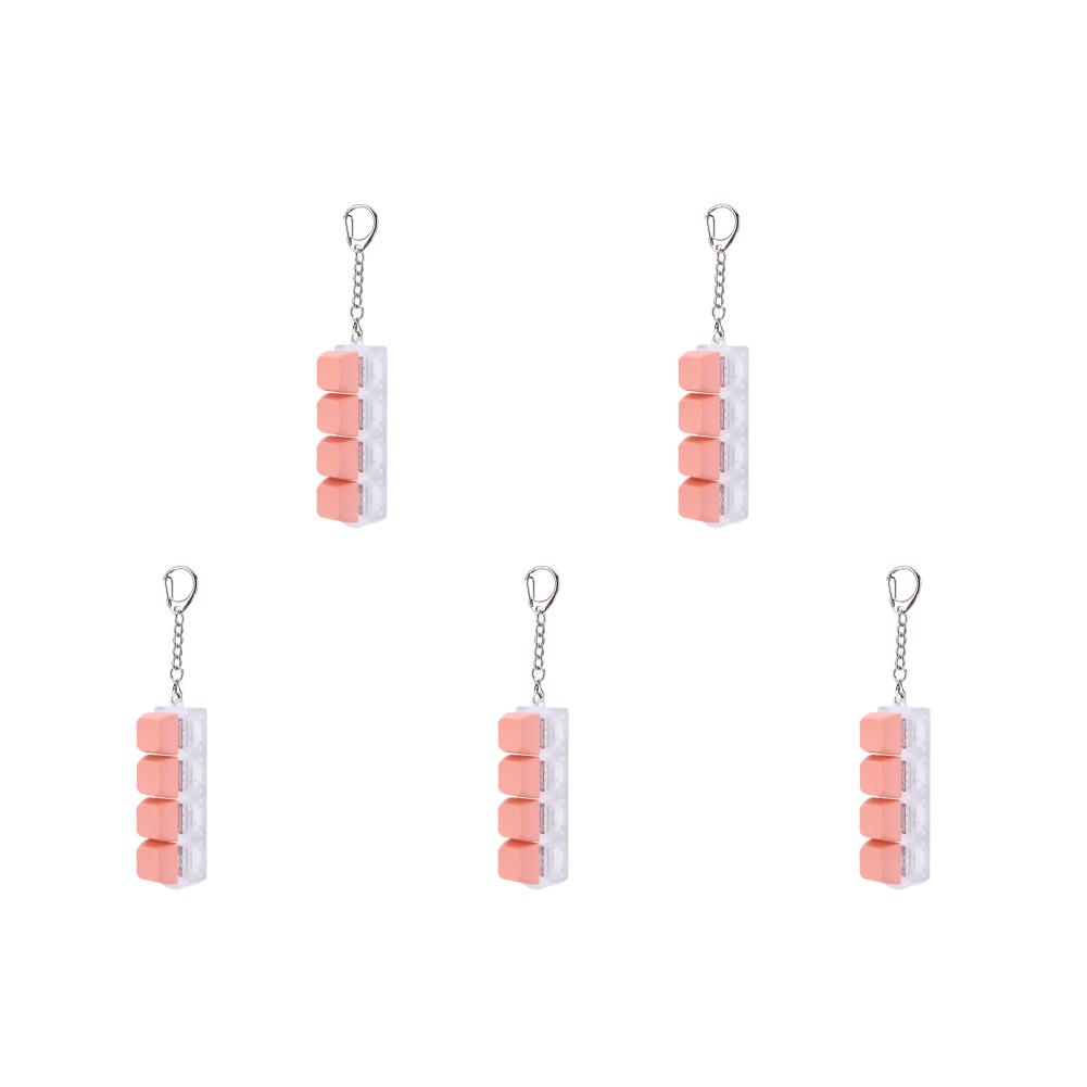 3/5Pcs Button Keycap Fidget Keychain 4 Keys Diy Keyboard Decompression Finger Keyboard Caps Mechanical Key Relief Accessories