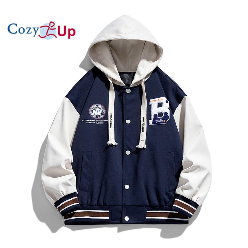 Мужская бейсбольная университетская куртка Cozy Up с капюшоном белая XXXXL темно-синий 3465₽