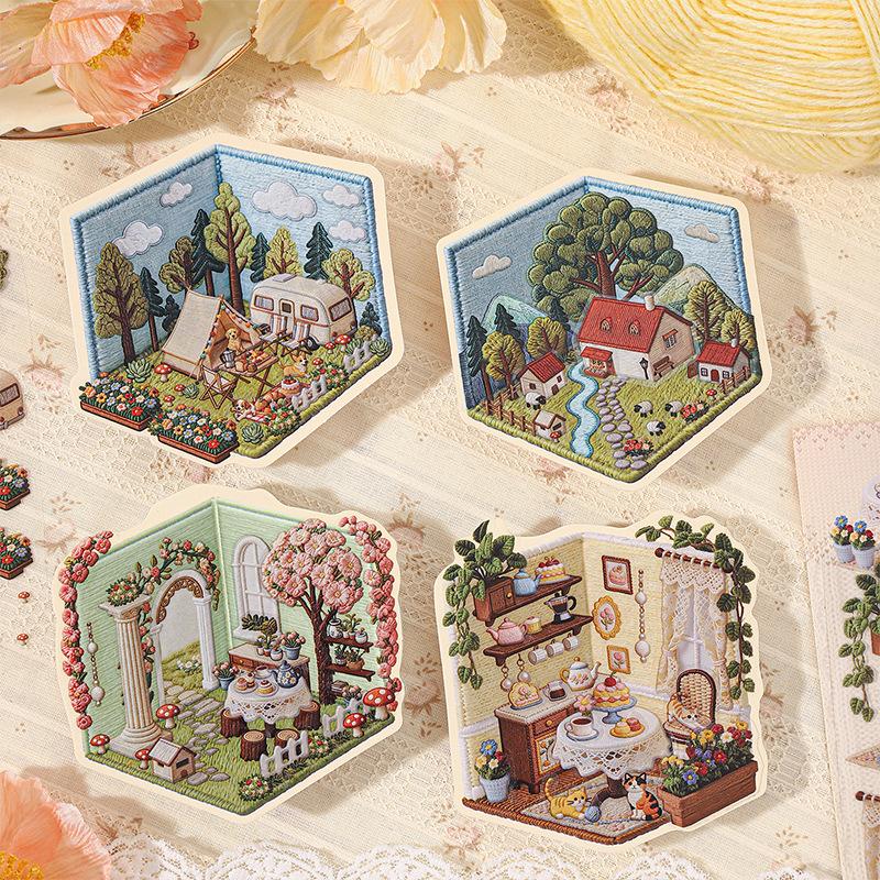 DIY Creative 3D Cartoon Landscape Stickers Spring Theme Wall Decals for Kids Bedroom Playroom Decor