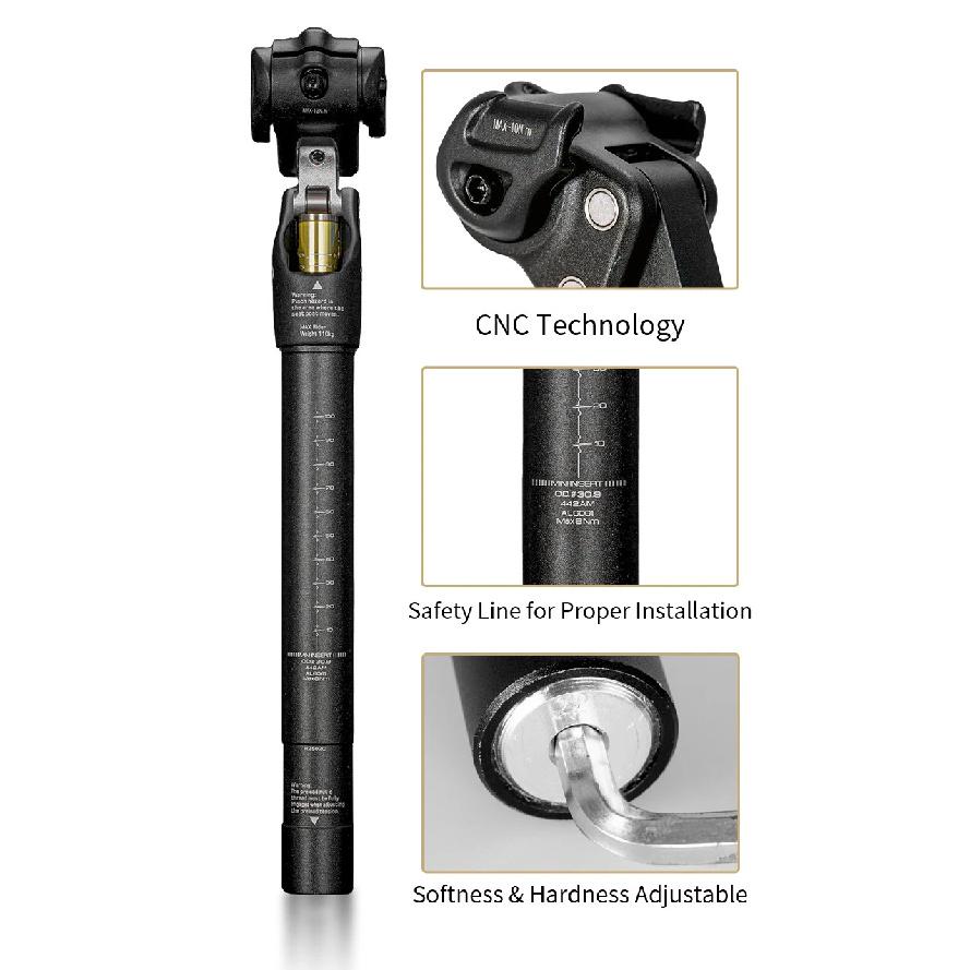 ZOOM MTB Bicycle Shock Absorber Seatpost Bike Seat Post Dropper Manual Travel Height Suspension 27.2/30.9/31.6mm Bike Seat Tube