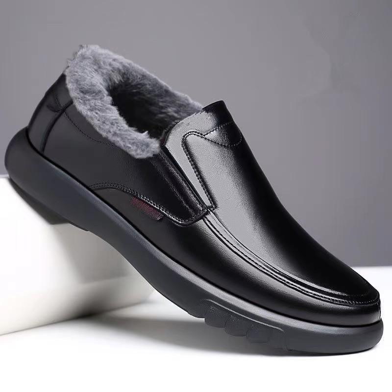 Leather shoes single cotton casual work light comfortable fashion popular men's shoes British low-top leather men's shoes