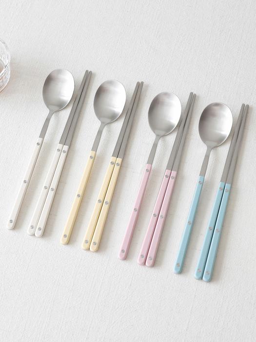 

kamomekitchen [2+2] 4-person set Kamome Kitchen Heybe cutlery set 4 spoons 4 chopsticks buttercream