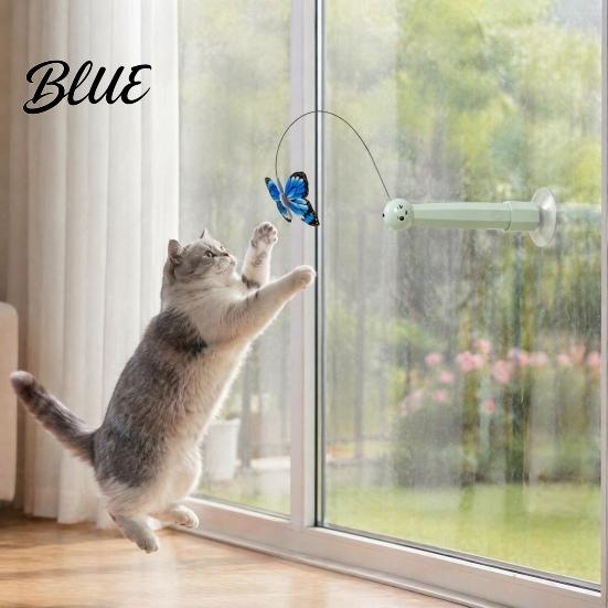 Juguetes Electrónicos Silenciosos para Mascotas Varita Mariposa Eléctrica para Gatos Recargable Juguete de Varita Interactiva Rotación 360 Auto-Juego Automático para Gatos con 2