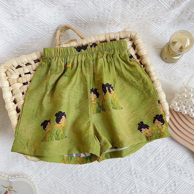 Girls' Chinese-Style Camisole and Shorts Set - Summer Collection
