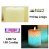 3-Pack Colorful LED Candle Colorful Hollow Pattern Electronic Candle 10 12.5 15cm for Home Wedding Hotel Decoration LED Candle