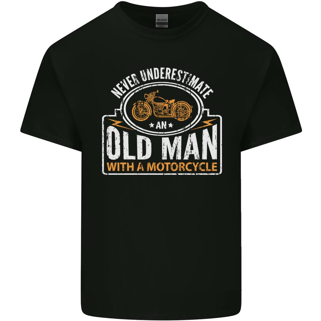 Old Unisex With a Motorcycle Biker Motorcycle Unisexs Light Cotton TShirt