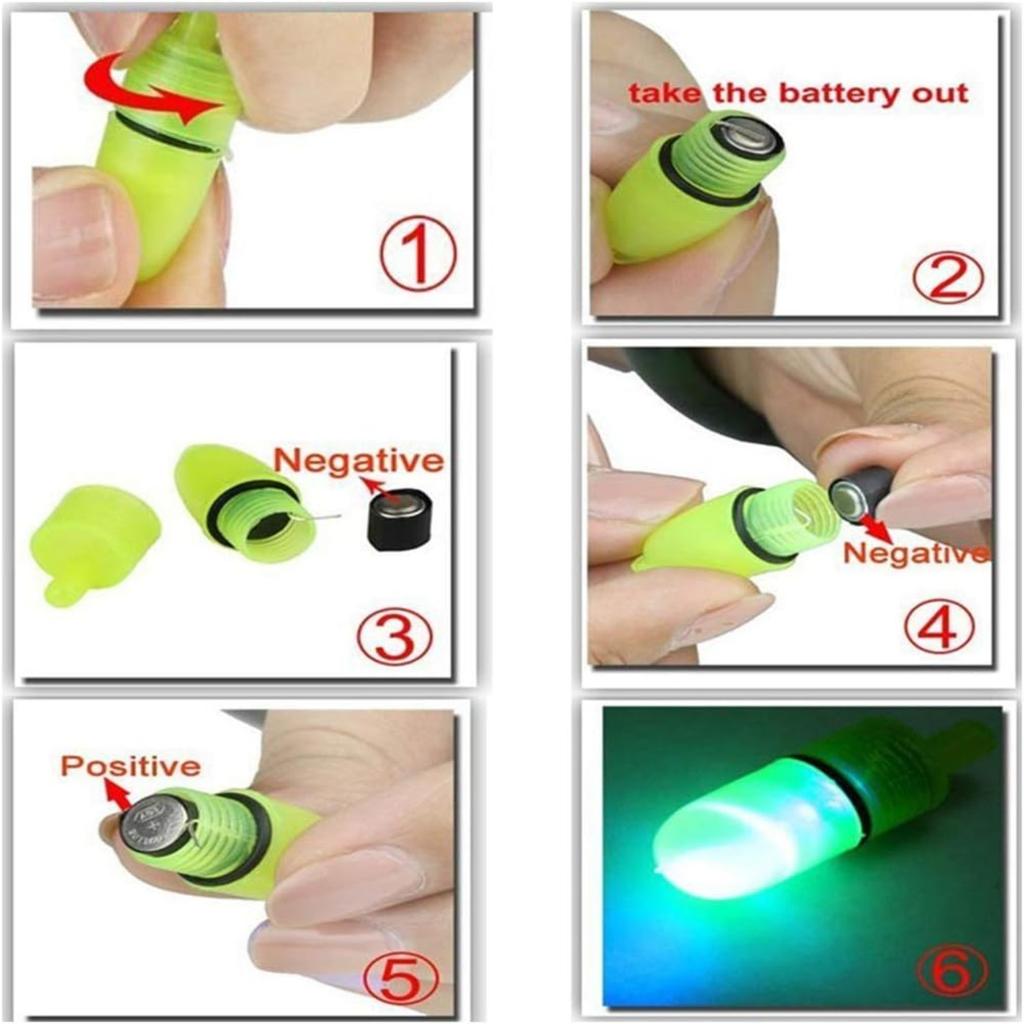 Fishing Bell and Night Light Kit, 20 Pcs Fish Bite Bait Alarm Bell with LED Light for Night Fishing