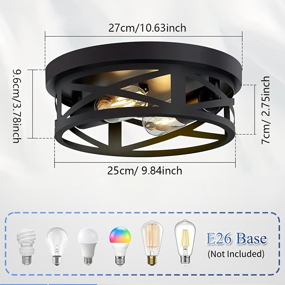 

Metal Black Cage Farmhouse Flush Mount Ceiling Ligh, Industrial Close To Ceiling Light, Rustic Style, IP44, Suitable for Hallway, Kitchen, Bedroom, En 2 PACK чёрный