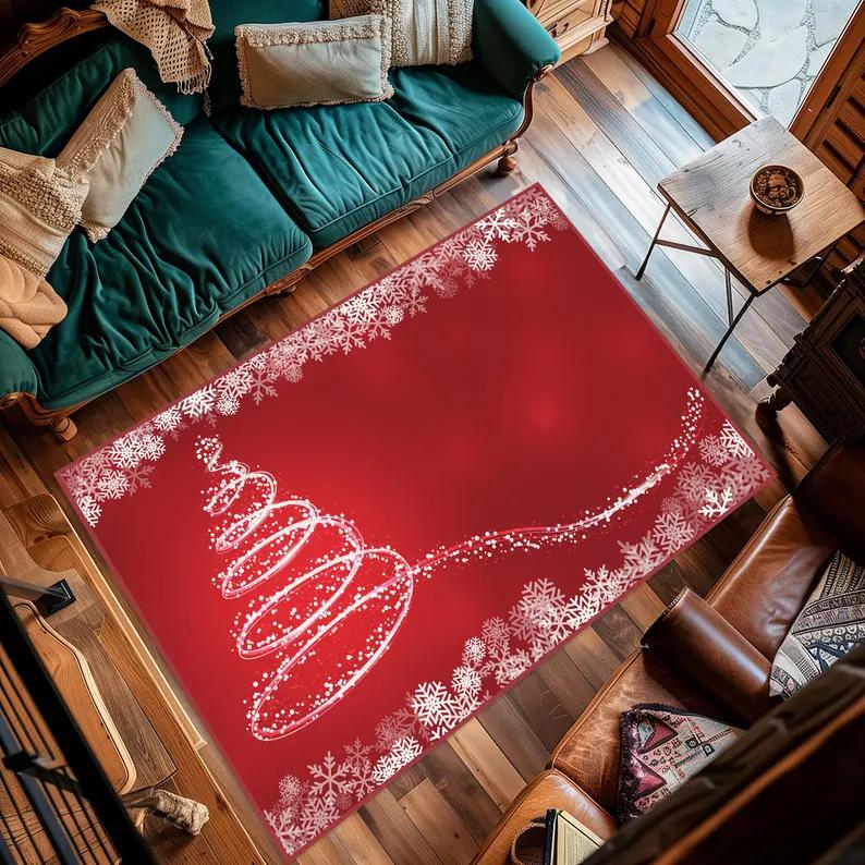 

Snowflake Rug Christmas Rug Xmas Rug Merry Christmas Rug Christmas Red Area Carpet Home Decoration 40X60CM