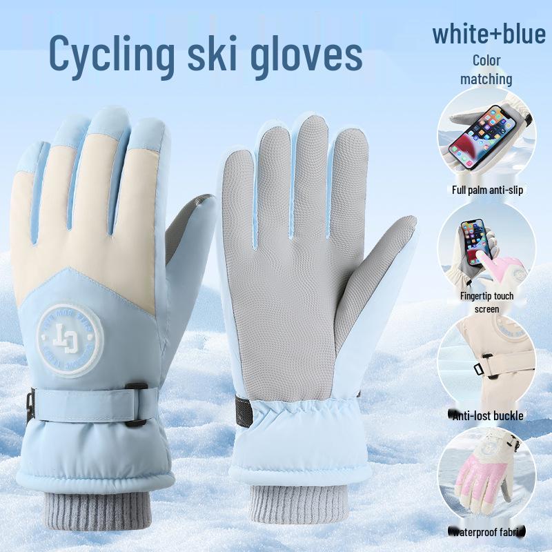 Guanti da sci invernali unisex: Foderato in Velluto, Touchscreen, Antivento e Antifreddo per Sport all'Aperto