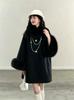 French Heiress Woolen Coat: Women's Autumn/Winter Fur Collar Loose Fit with Real Fox Fur