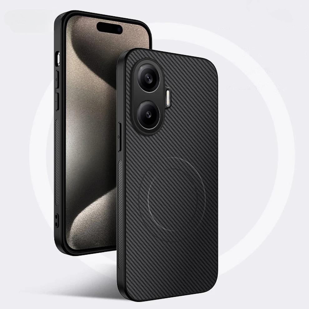 Business Kohlefaser-Textur Muster Schlanke Hülle für Xiaomi POCO X8 Pro Max X7 F8 Ultra F7 M8 M7 Pro 5G Magnetische Stoßfeste Abdeckung