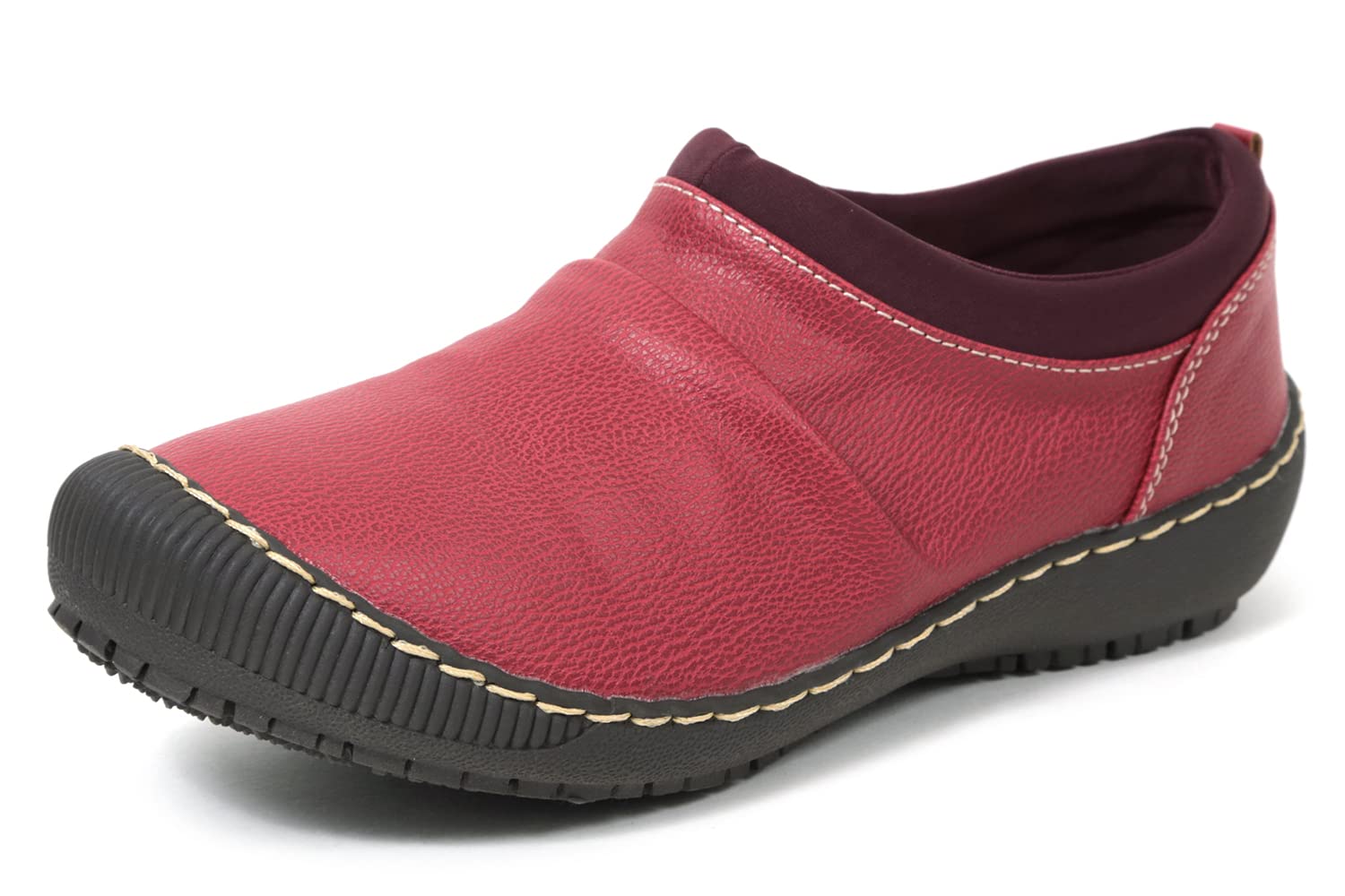 

Akiriko Slip-On Comfort Shoes, EEE Width, Antibacterial and Odor-Resistant Cushion Insole, Walking Moc Shoes, Red, Size 24.5cm
