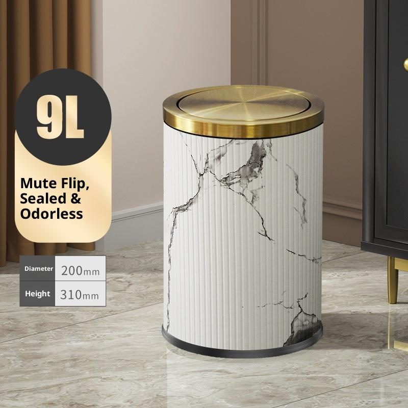 Metal Trash Can Large Capacity Swing Lid Trash Bin Creative Light Luxury Household Garbage Bins Cleaning Tools Accessories