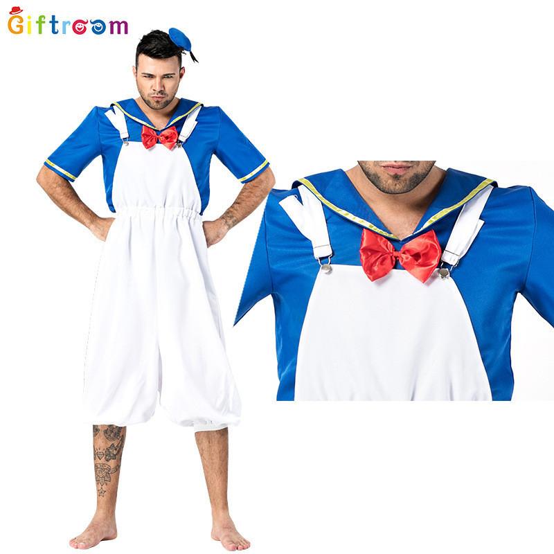 Unisex Charming Adult Duck Sailor Costume Soft Polyester Fabric Perfect For Halloween Events