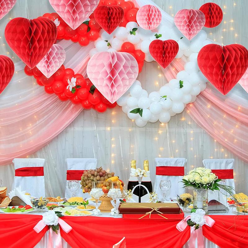 1-15 Stück Liebe Wabenball Hängende Dekoration Valentinstag Party Hängend Hochzeitsszene Layout Einkaufszentrum Hotel Wanddekor