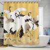 Classic Crane Shower Curtain: Modern Japanese Art Decorative Bath Linen Waterproof Home Bathroom Decorations In White Yellow Bla