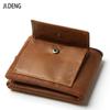 Real Cowhide Men's Short Wallets Fashionable Casual Zippers Wallet With Open Opening Multifunctional Change