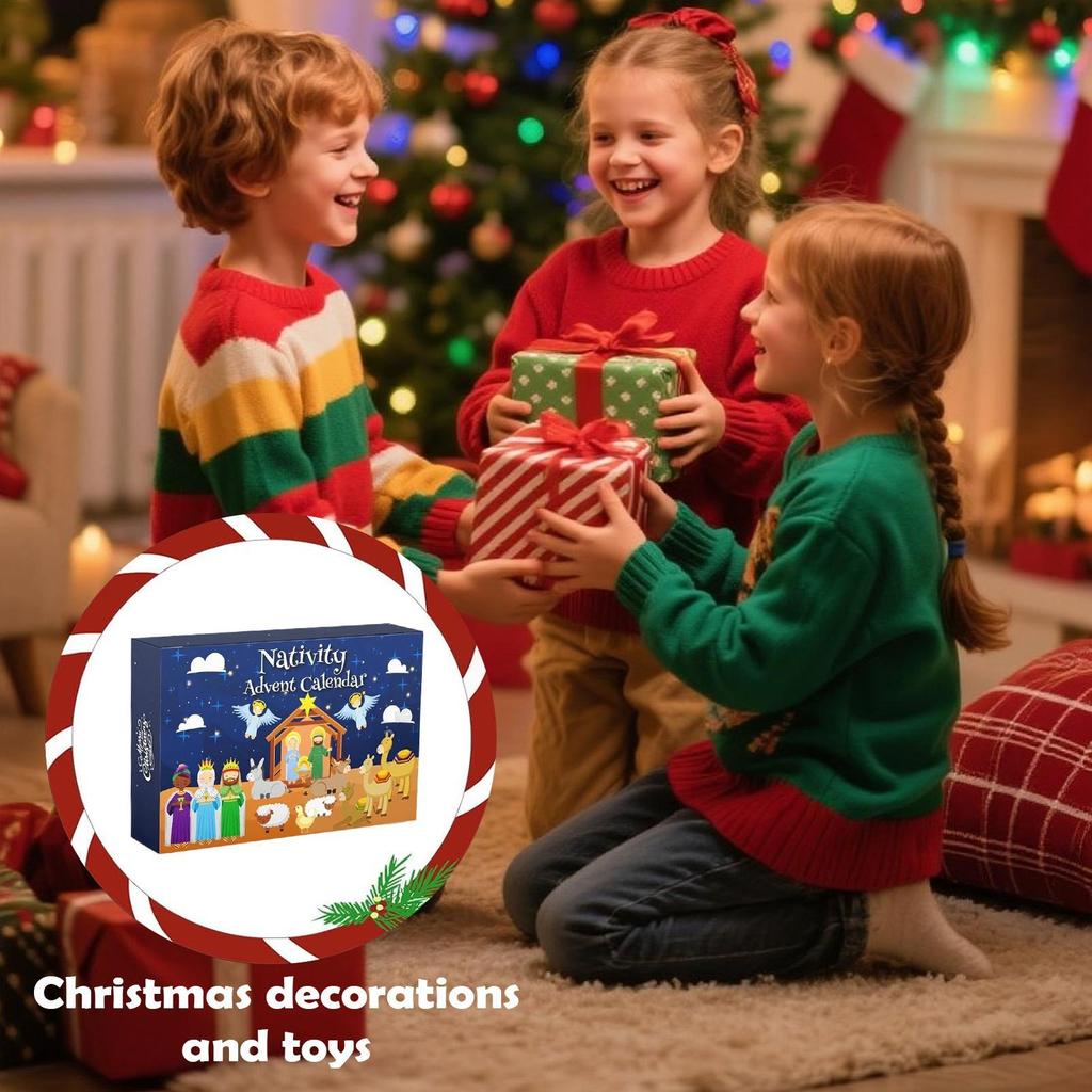 Christmas Countdown Advent 2026 Advent Nativity Toys Jesus Scene Christmas Calendar Toys For Kids Bedroom Living Room Classroom