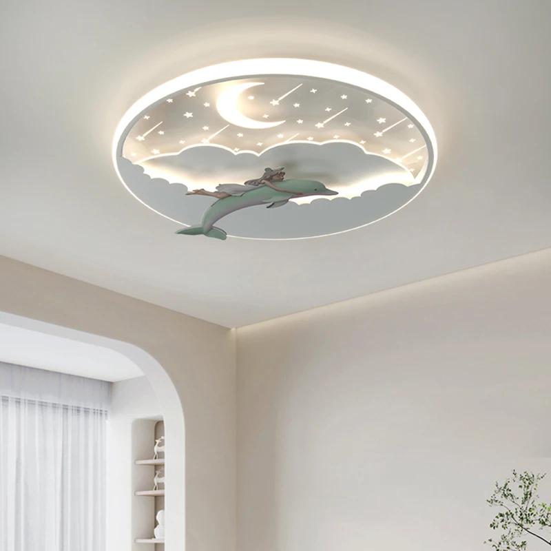 Nordic Children's Room Ceiling Light Dolphin Creative LED Light Boys and Girls Bedroom Study Cute Indoor Lighting Ceiling Light