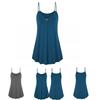 Elegant Women's Fashion Summer Plus V-neck Sleeveless Button Loose Hem T Shirt