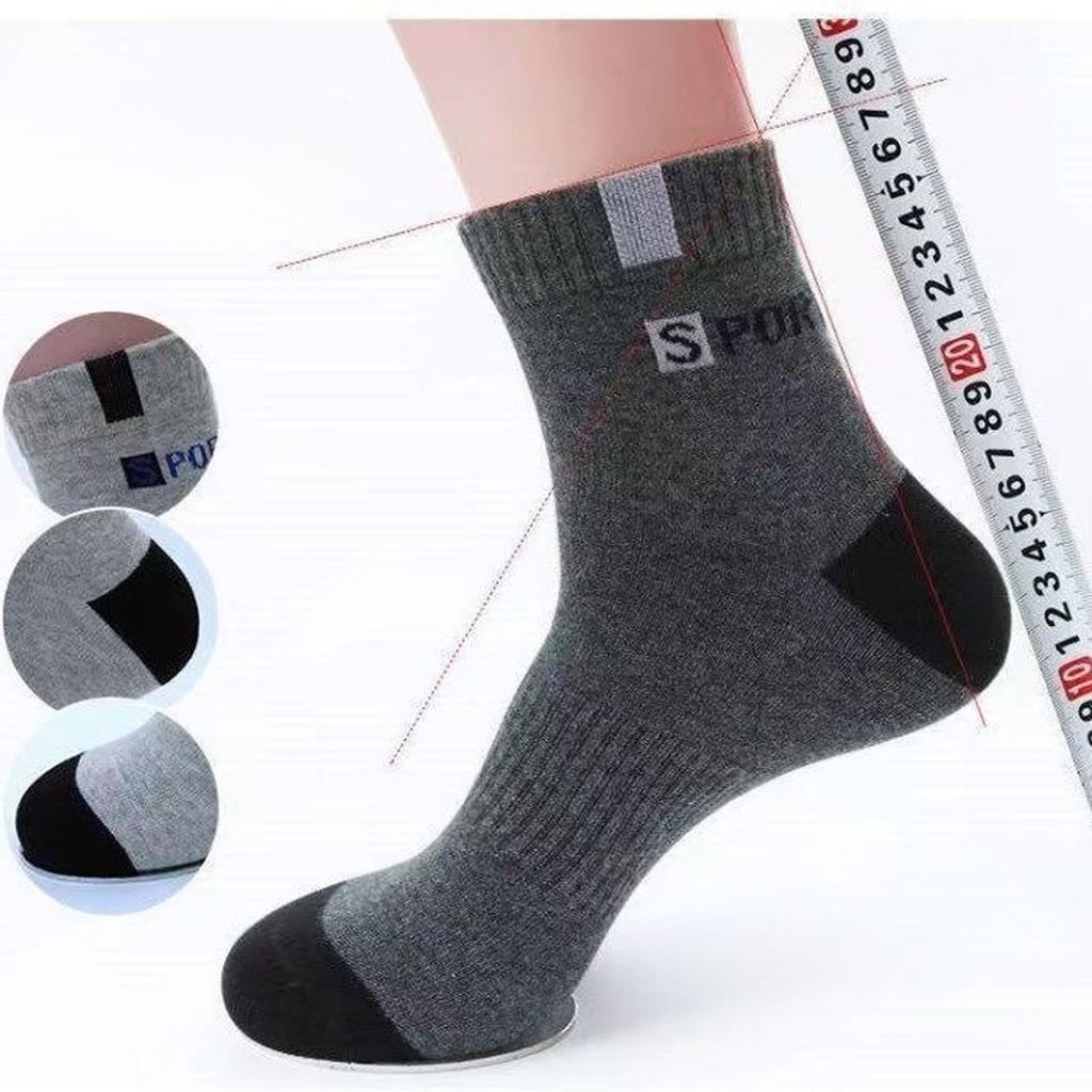 5 Pairs Socks For Men Sport Breathable Soft Letter Fashion Sneakers High Elastic Middle Tube Stocking Towel Sox Summer Running