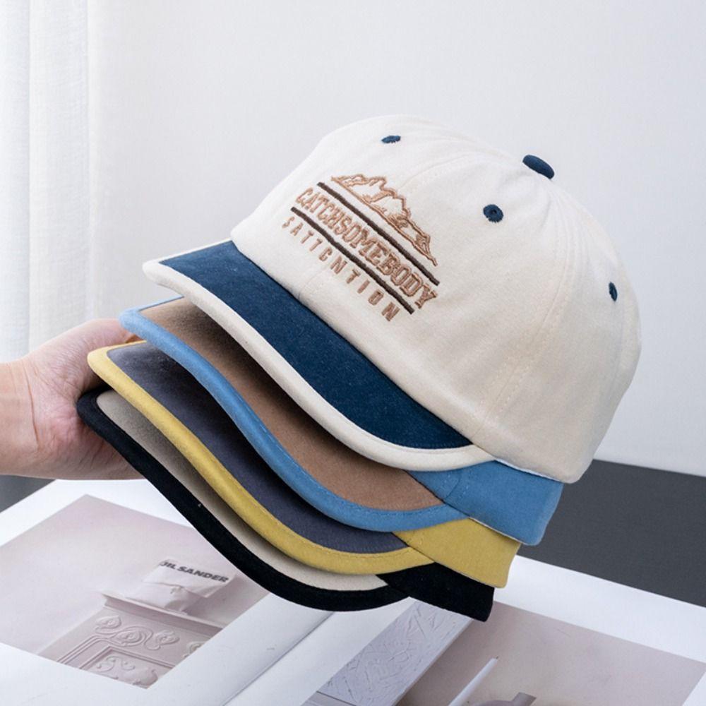 Korean Style Short Brim Baseball Hat Embroidery Sunscreen Hat Versatile Peaked Cap  Outdoor