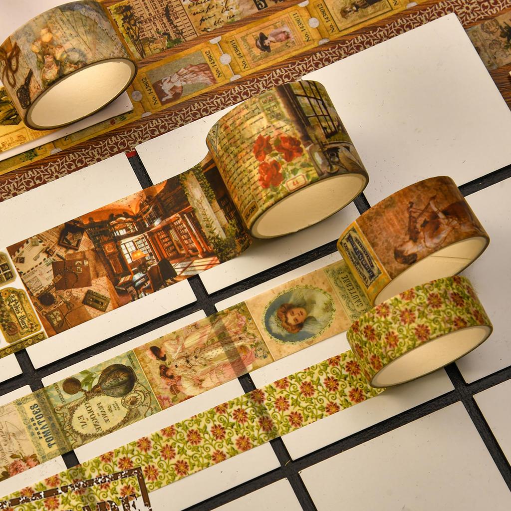 Songdao Retro Art Washi Set Vintage Masking Tape with Classic Art Patterns Perfect for and Gift Wrapping X 2m Each Madame De Pompadour Tape, 36-Roll