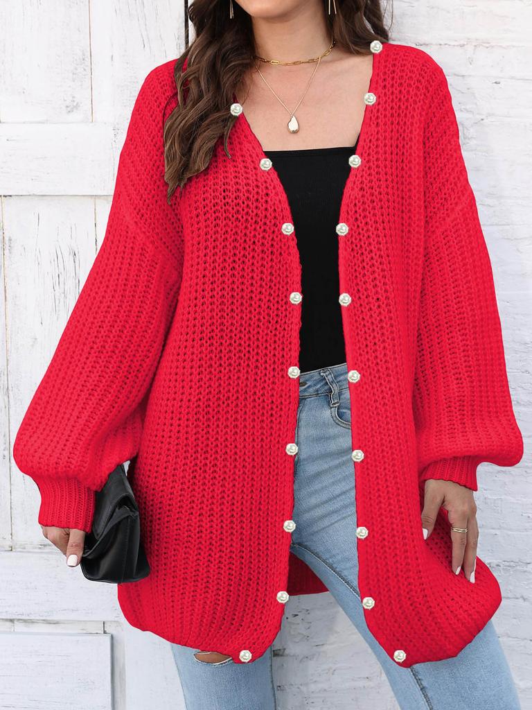 Women's thick coat European, American autumn and winter new coarse needle knitting sweater cardigan loose lazy style casual sweater