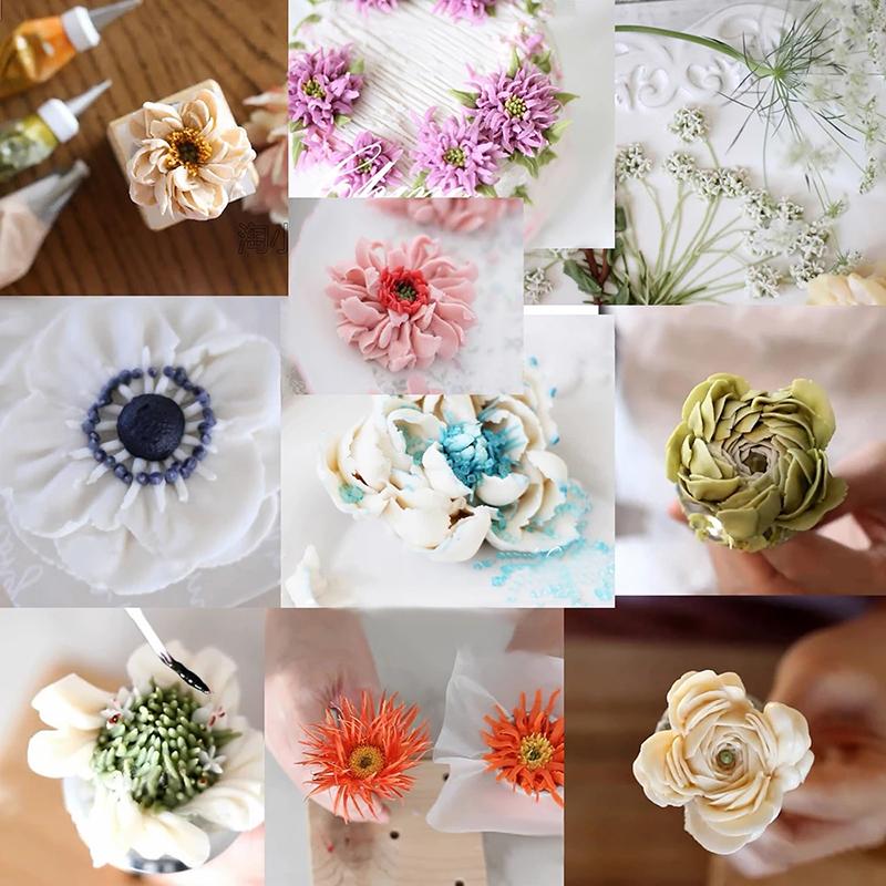 9Pcs/set Flower Scissor Cake Tray 7pcs Leaf Tips Tulips Rose Nozzle Nail Decor Lifter Fondant Cream Transfer Baking Pastry Tool