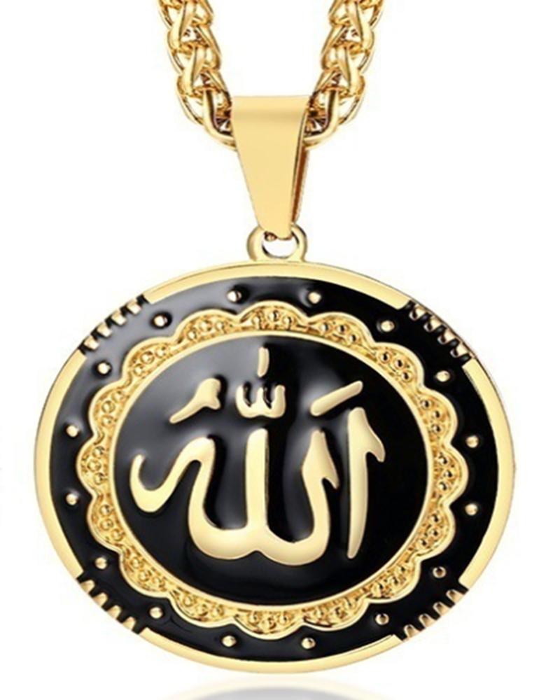 Arabische muslimische islamische Gott Allah Schmuck Anhänger Halskette Runde Metall Halskette Arabische Halskette