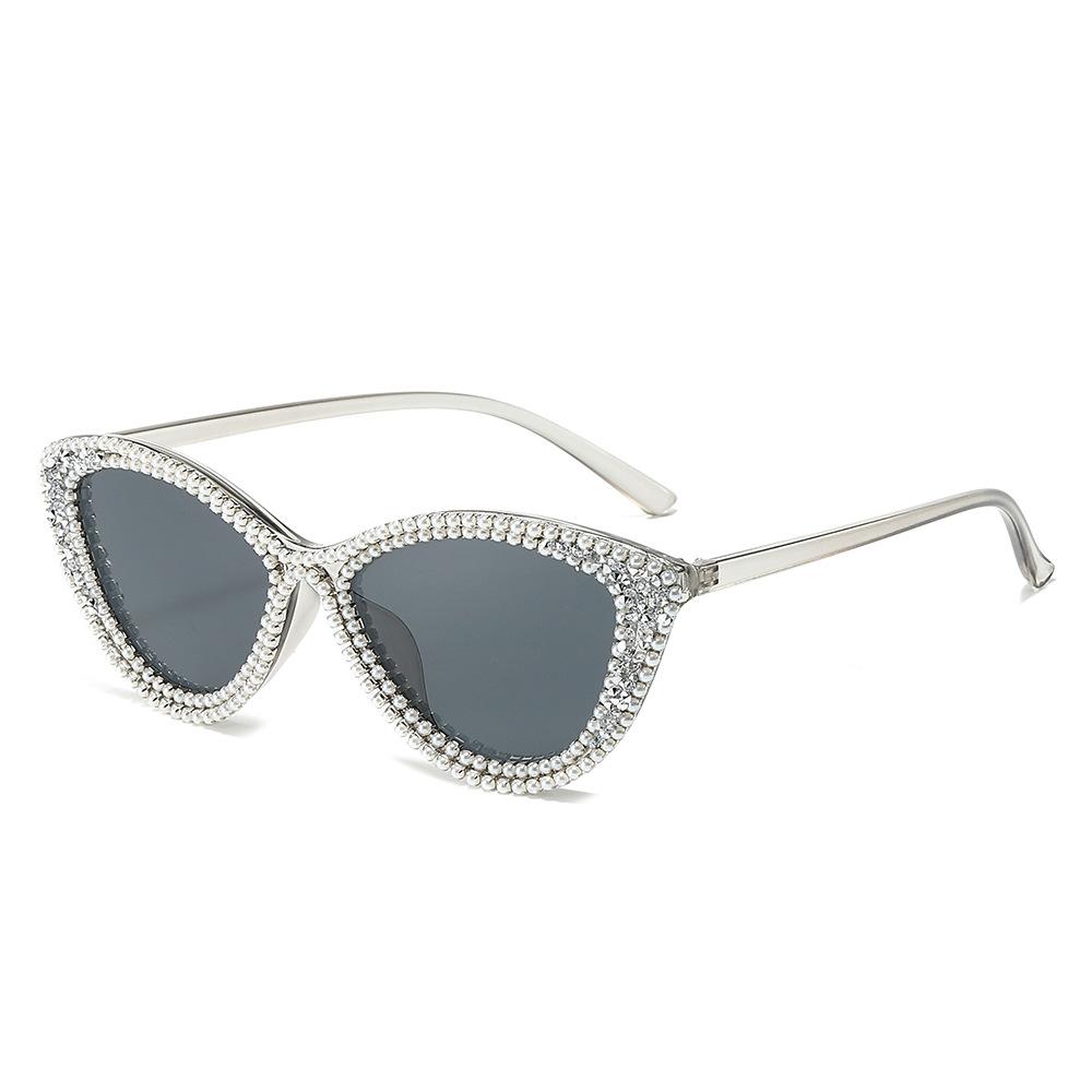 Cat Eye Sunglasses Diamond Fashion Sun Glasses For Women Black Lens Sexy Famale Outdoor Vintage Eyewear Shades Uv400