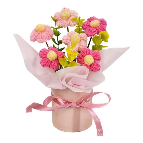 

В язаний букет квітів Ручна робота Штучний в язаний букет Соняшник Маргаритка Тюльпан Пишні квіти Подарунки для Мами Дружини на День Народження Річницю D