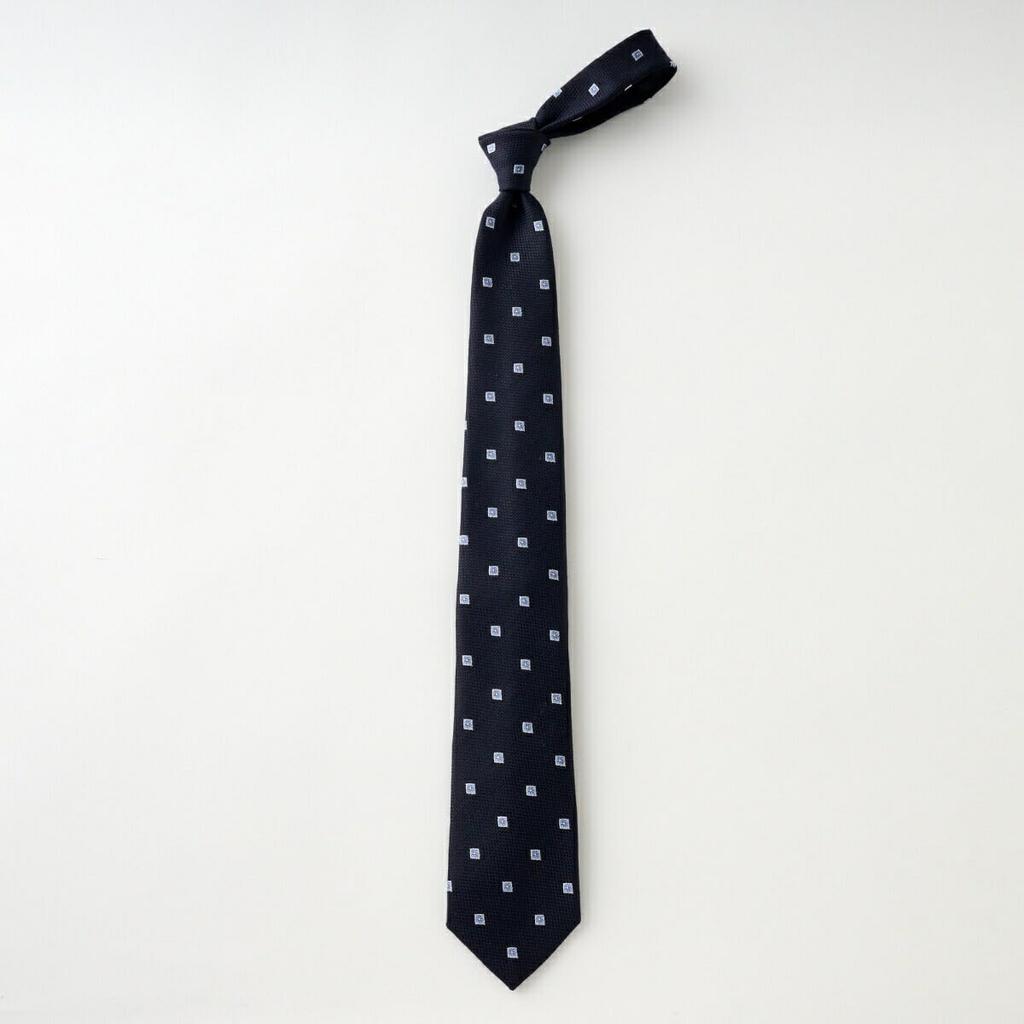 [Ojie] Men's Necktie, Wool Tie, Silk Blend, Made in Japan, Small Pattern, NW-A-012-NAVYBLUE