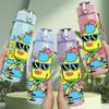1PC Summer Sunglasses Monster 750ml Color Plastic Sports Water Bottle Leakproof Flip Straw Lid Suitable for Sports Office Home Use