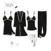 Pajamas women's spring, autumn and winter golden velvet sexy four-piece set, suspender nightgown with chest pad set, simple and comfortable loungewear