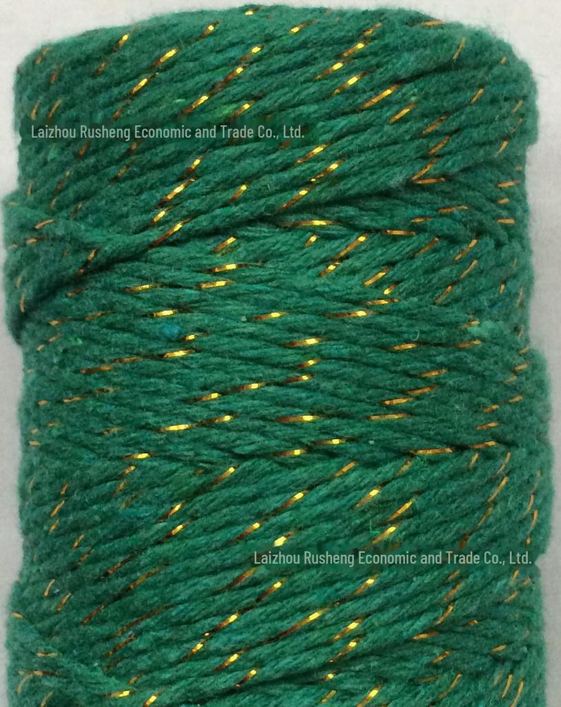 Gold, Silver & Copper Cotton Rope with Gold Thread and Multi-colored Cotton Rope - 100m.
