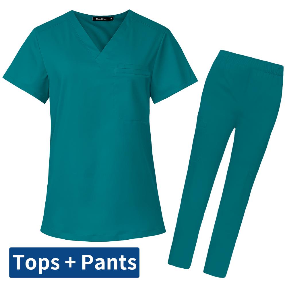 Scrubs Set for Women Soft Stretch Uniforms Unisex Hospital Workwear Dental Clinic Nurse Uniforms Nurses Accessories for Hospital