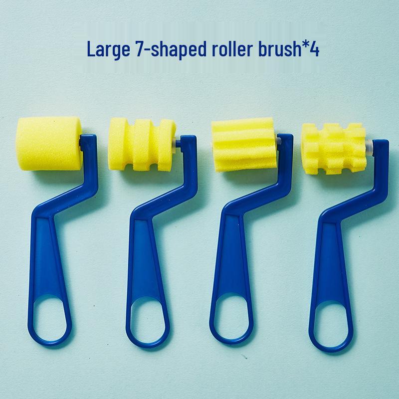 Kid's Sponge Stamp Ink Pad and Roller Set for Painting and Drawing