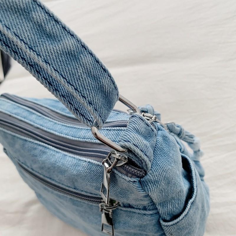 Cartoon Embroidered Denim Bag Women's Shoulder Crossbody Bag