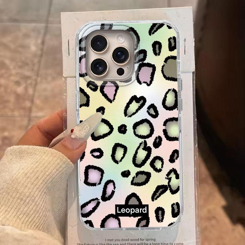 For iPhone 16 15 14 13 12 7 8 Plus Pro Max 16e 11 SE 2020 XS XR 5G Phone Case Fashion Korean Cute Leopard Print Vortex Pattern