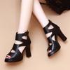 Fashion High heeled cool boots 2025 summer new hollow fish mouth Roman shoes fashionable women's sandals