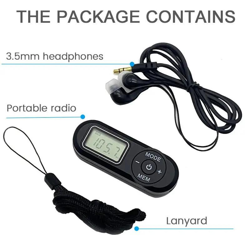 Portable Sports FM Radio 64-108MHz Mini Receiver Walkman LCD Display Neck Lanyard Pocket FM Radio