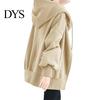Loose Fit Women Jacket Thick Coat for Autumn Winter Warmth Solid Color Mid-Length Fleece Lightweight with Pockets Zipper Hooded Daily Wear Comfortable