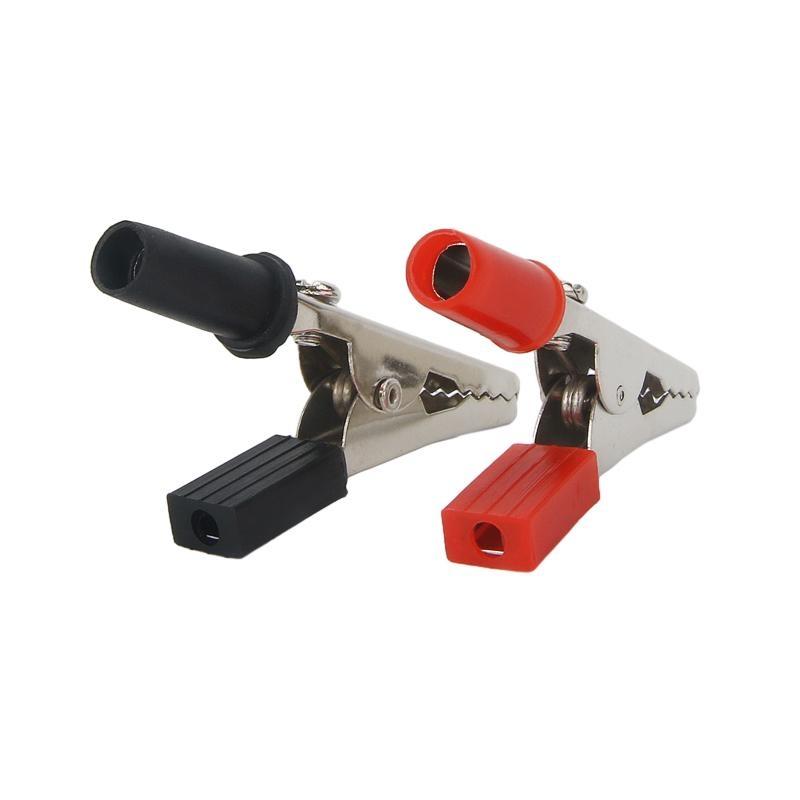 10pcs Plastic Handle Test Probe Metal Alligator Clips Connector Connect Socket Plug for Battery