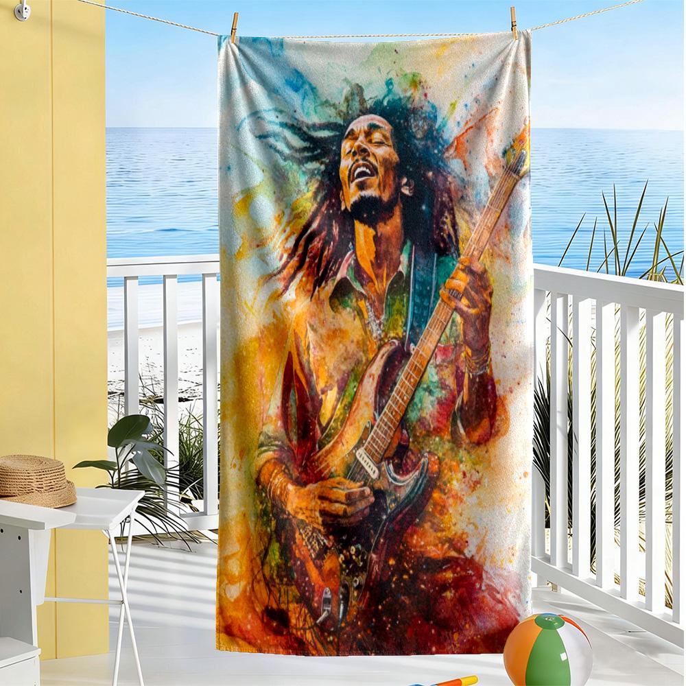 Bob Marley Beach Towel Super Soft Absorbent Comfortable Lightweight Perfect for Traveling Yoga Camping and Swimming