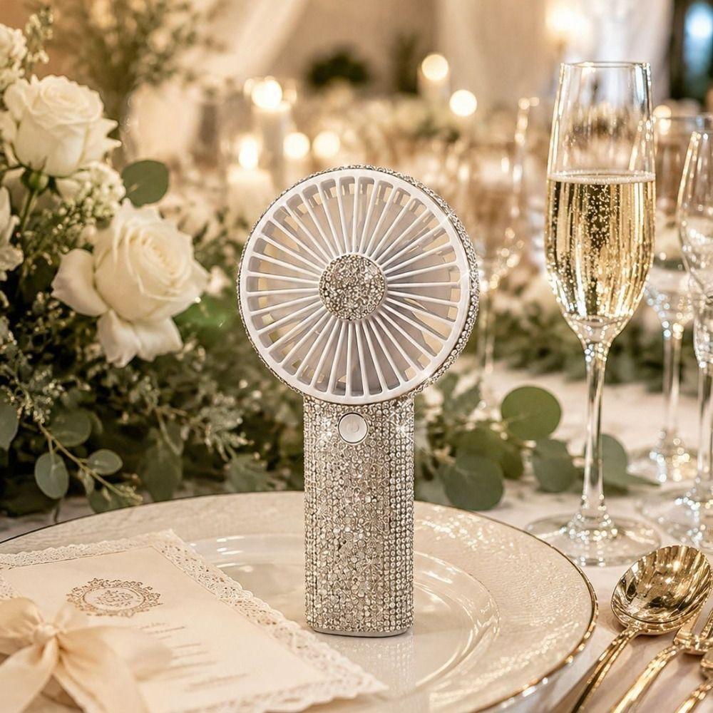 Small Size Mini Portable Fan Sparkling Imitation USB Rechargeable Mini Fan Personal Use
