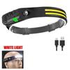 USB Rechargeable Head Torch Induction Headlamp COB LED Sensor Head Lamp Built-in Battery Flashlight 10 Lighting Modes Headlight