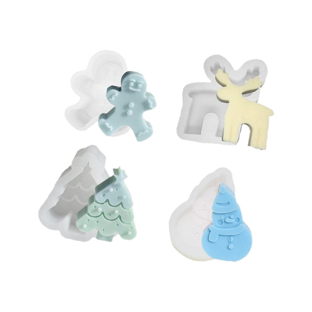 4 Pcs Christmas Tree Candle Mould Silicone Molds Ornament Molds Castings Molds Handmade Plasters Molds Craft Supplies